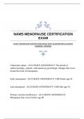 NAMS MENOPAUSE CERTIFICATION EXAM WITH GUARANTEED ACCURATE ANSWERS |VERIFIED