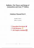 Solutions for Ballistics: The Theory and Design of Ammunition and Guns, 3rd Edition Carlucci (All Chapters included)