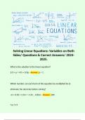 Solving Linear Equations: Variables on Both Sides/ Questions & Correct Answers/ 2024-2025.  