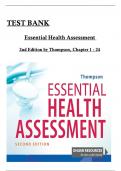 TEST BANK Essential Health Assessment 2nd Edition by Thompson, All Chapters 1 to 24  complete Verified editon ISBN: 9781719647007