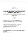 PSYCHIATRIC MENTAL HEALTH BOARD CERTIFICATION EXAM WITH GUARANTEED ACCURATE ANSWERS  