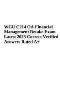 WGU C214 OA Financial Management Retake Exam Latest 2023 Correct Verified Answers Rated A+