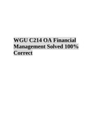 WGU C214 OA: Financial Management (Questions and Answers Solved 100%)