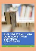 BIOL 286 EXAM 1 | 420 QUESTIONS | WITH COMPLETE SOLUTIONS!!