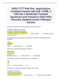 WGU C777 Web Dev. Applications Combined Version with Unit 1 HTML, 2 CSS and 3 JavaScript (Testwith  Questions and Answers) (2023-2024 Recently Updated Exam) 4 Merged  Version