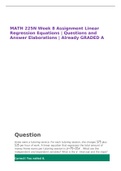 MATH 225N Week 8 Assignment Linear Regression Equations | Questions and Answer Elaborations | Already GRADED A