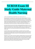 NUR318 Exam III Study Guide Maternal Health Nursing