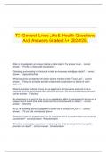 TX General Lines Life & Health Questions And Answers Graded A+ 2024/25.