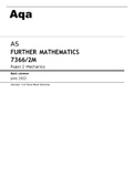 Aqa AS Further Mathematics  7366/2M  Paper 2 Mechanics Mark Scheme June2022 Final Version.