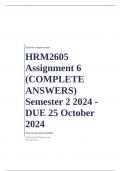 HRM2605 Assignment 6 (COMPLETE ANSWERS) Semester 2 2024 - DUE 25 October 2024; 100% TRUSTED Complete, trusted solutions and explanationsEnsure your success with us...