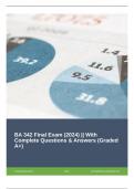 BA 342 Final Exam (2024) || With Complete Questions & Answers (Graded A+)