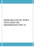 MICRO BIO 2100 DR. WILK’S NOTE GUIDE FOR MICROBIOLOGY UNIT 10. Already graded A+