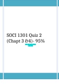       SOCI 1301 Quiz 2 (Chapt 3 &4)- 95% SOCI 1301 Quiz 2 (Chapt 3 &4) already graded A+