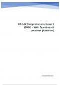 BA 342 Comprehensive Exam 1 (2024) – With Questions & Answers (Rated A+)