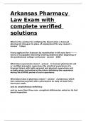 Arkansas Pharmacy Law Exam with complete verified solutions