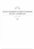 CAD1501 ASSIGNMENT 4 (COMPLETE ANSWERS) 2024 - DUE DATE OCTOBER 2024