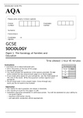AQA GCSE SOCIOLOGY OFFICIAL QUESTION Paper 1 June 2022>The Sociology of Families and Education