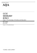 AQA GCSE SOCIOLOGY Paper 1 June 2022 FINAL MARK SCHEME>The Sociology of Families and Education