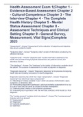 Health Assessment Exam 1(Chapter 1 - Evidence-Based Assessment Chapter 2 - Cultural Competence Chapter 3 - The Interview Chapter 4 - The Complete Health History Chapter 5 - Mental Status Assessment Chapter 8 - Assessment Techniques and Clinical Setting Ch