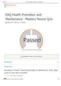 EAQ Health Promotion and Maintenance - Mastery Novice Quiz & Answers