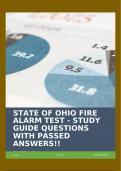 STATE OF OHIO FIRE ALARM TEST - STUDY GUIDE QUESTIONS WITH PASSED ANSWERS!!