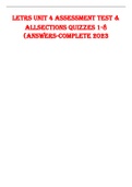 LETRS Unit 4 Assessment Test &  All Sections quizzes 1-8  (answers-Complete 2023