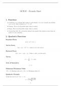 Mathematic ultimate formula sheet for quadratics