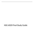 NSG 6020 Final Study Guide,  SOUTH UNIVERSITY , (Verified and Correct Documents, Already highly rated by students)