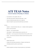 ATI TEAS NOTES GENERAL ANATOMY PHYSIOLOGY OF A HUMAN