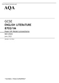 AQA GCSE ENGLISH LITERATURE Paper 1M June 2022FINAL MARK SCHEME>Modern prose/drama