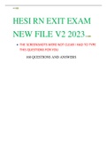 HESI RN EXIT EXAM NEW FILE V2 2023 • THE SCREENSHOTS WERE NOT CLEAR I HAD TO TYPE THIS QUESTIONS FOR YOU 160 QUESTIONS AND ANSWERS