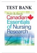 Test Bank - Polit and Beck Canadian Essentials of Nursing Research, 4th Edition (Woo, 2019), Chapter 1-18 | All Chapters