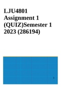LJU4801 Assignment 1 (QUIZ)Semester 1 2023 (286194)