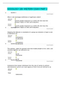 SOCIOLOGY 100 MIDTERM EXAM PART 2 QUESTIONS AND ANSWERS