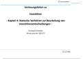 Kapitel 4: Statische Verfahren zur Beurteilung von Investitionsentscheidungen 