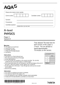 Physics aqa a level 2021 part 3a mark scheme and qp