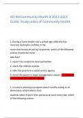 ATI RN Community Health B 2022-2023 Guide, Study notes of Community Health