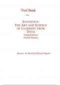 Test Bank For STATISTICS, THE ART AND SCIENCE OF LEARNING FROM DATA THIRD EDITION (Global Edition)