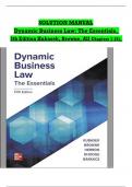 SOLUTION MANUAL Dynamic Business Law: The Essentials, 5th Edition Kubasek and Browne, All Chapters 1-25 fully covered, ISBN: 9781260570380