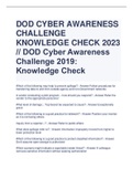 Exam (elaborations) DoD Cyber Awareness Exam (elaborations) DoD Cyber Awareness 