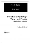 Educational Psychology: Theory and Practice 13th Edition Robert E. Slavin Test Bank - Questions and Answers, All Chapters