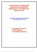 Solution Manual - for A First Course in Differential Equations with Modeling Applications 12th Edition by Dennis Zill, All Chapters |Complete Guide A+ 