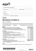 2024 AQA GCSE Religious Studies A Paper 1 (8062/13: Christianity)