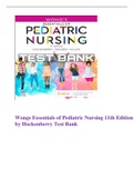 Wong's Essentials of Pediatric Nursing 11th Edition by Hockenberry Test Bank