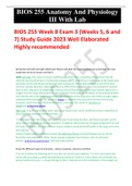 BIOS 255 Week 8 Exam 3 (Weeks 5, 6 and 7) Study Guide 2023 Well Elaborated Highly recommended