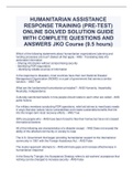 HUMANITARIAN ASSISTANCE RESPONSE TRAINING (PRE-TEST) ONLINE SOLVED SOLUTION GUIDE WITH COMPLETE QUESTIONS AND ANSWERS JKO Course (9.5 hours)