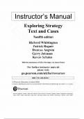 Instructor’s Manual - for Exploring Strategy Text and Cases  Twelfth edition Richard Whittington, All Chapters 1-16 |Complete Guide A+