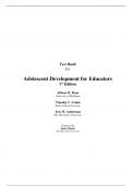 Test Bank - Adolescent Development for Educators 1st Edition by Allison Ryan, Timothy Urdan, Eric Anderman, All Chapters 