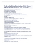 Nebraska State Medication Aide Exam PRACTICE Questions and Answers 