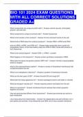 Bundle For BIO 101 2024 EXAM QUESTIONS WITH ALL CORRECT SOLUTIONS GRADED A+